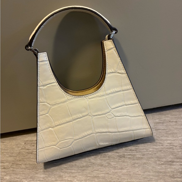 NWOT Staud Rey Croc Leather Bag in Cream - Picture 4 of 9